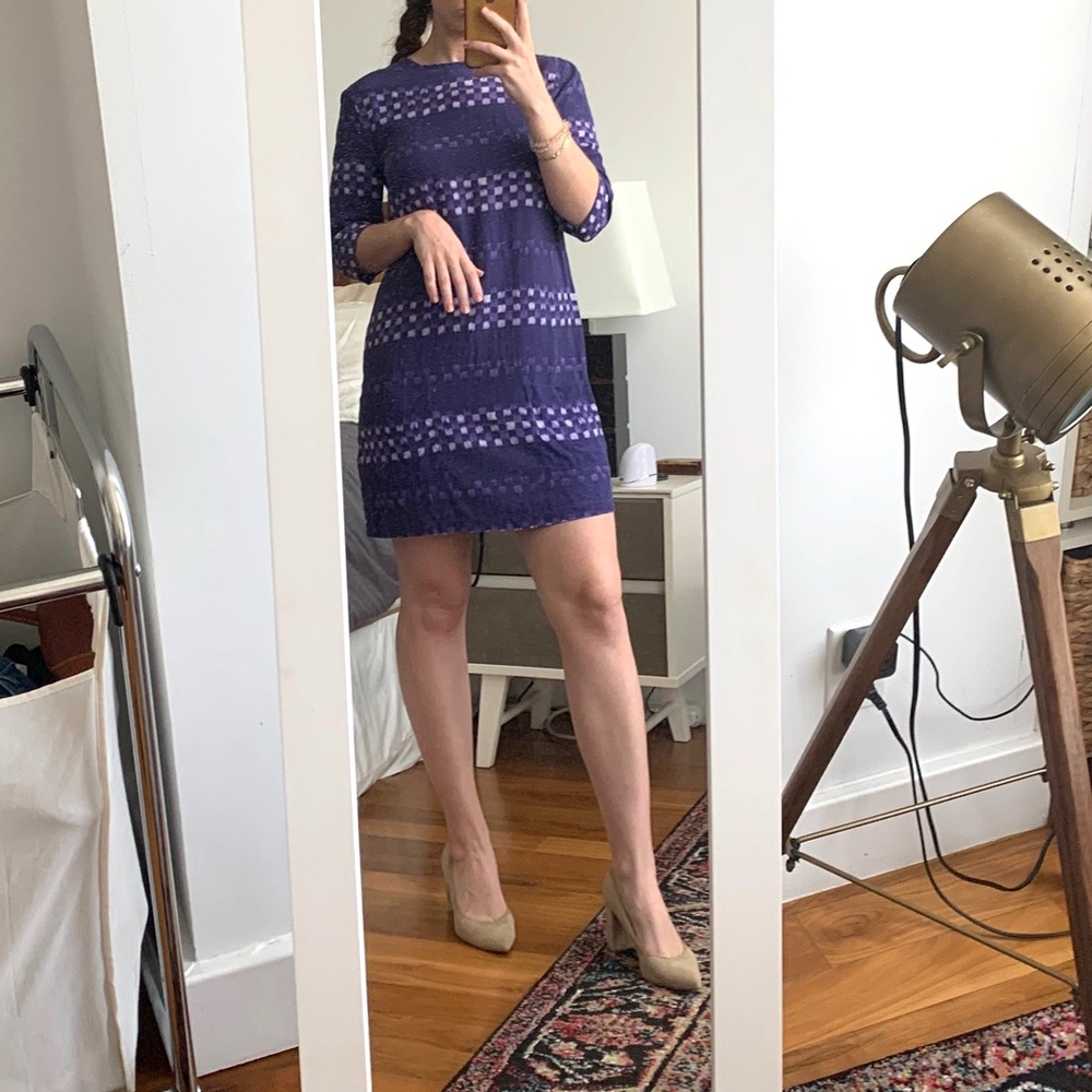 Equipment Aubrey Purple Shift Dress, 100% Silk